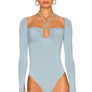 Revolve Superdown Storme Fitted Halter Long Sleeve Bodysuit Size XXS